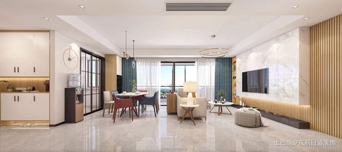 108平現代簡約三居裝修效果案例 寬闊客廳與餐廳實景圖賞析